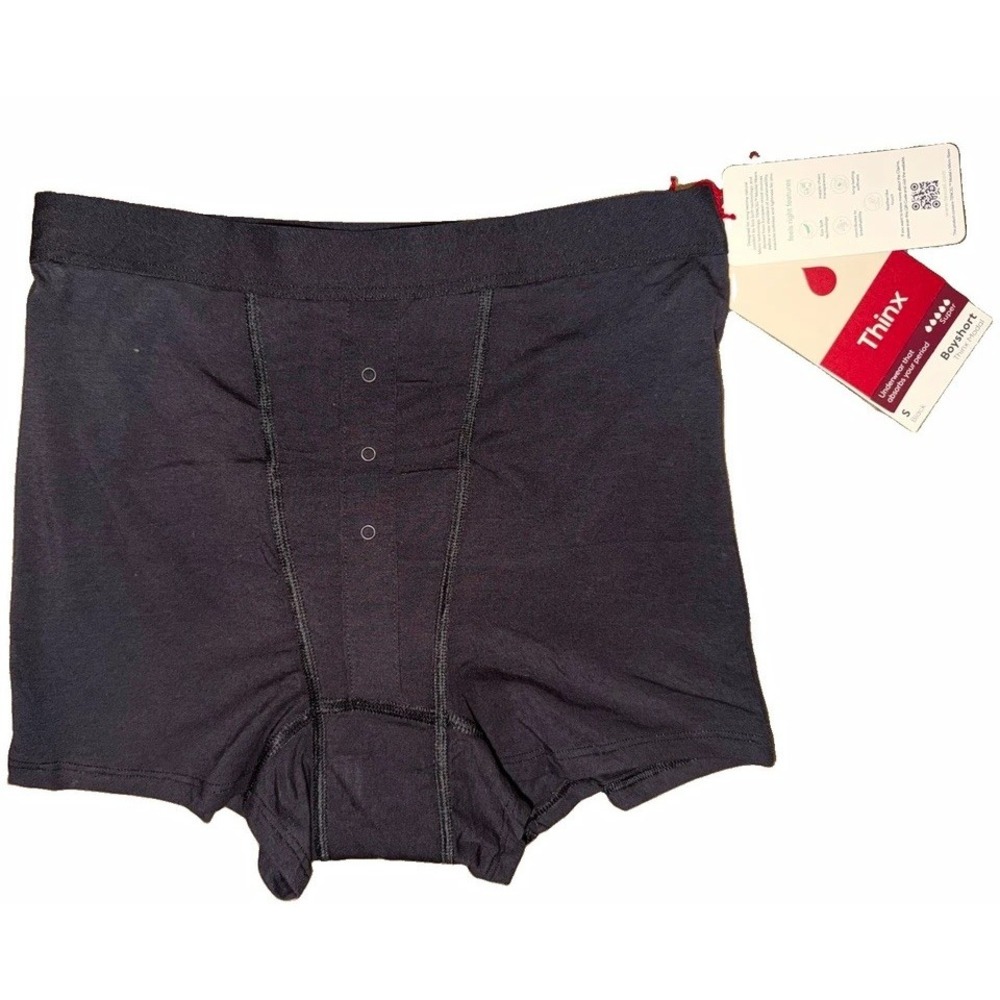 Thinx Modal Boyshort Period Underwear Panties Absorbent Leak Resistant Black S